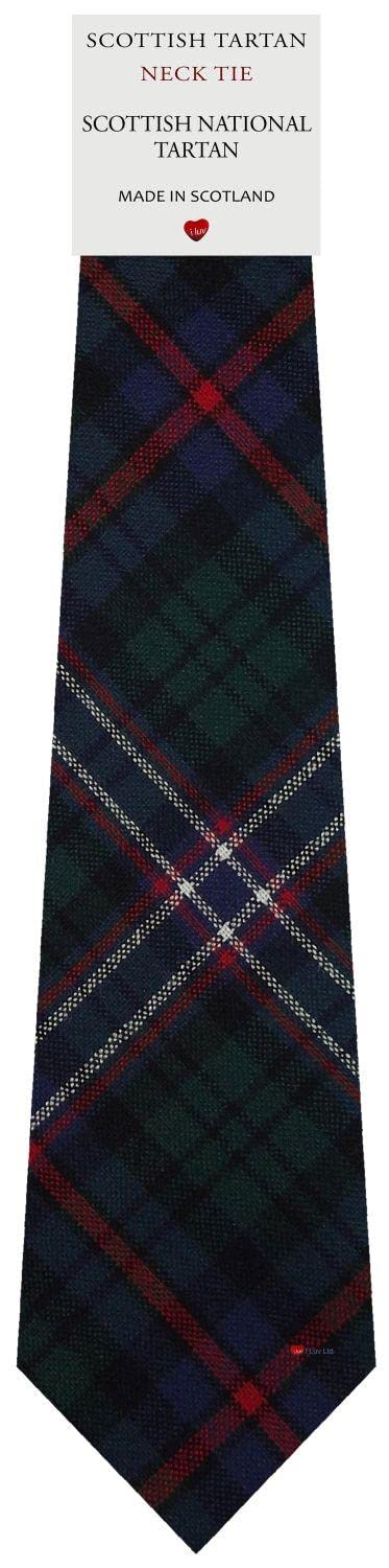 I LUV LTD Set Regalo da Uomo con Sciarpa e Cravatta Design Scozzese Nazionale Lana D'agnello Tartan