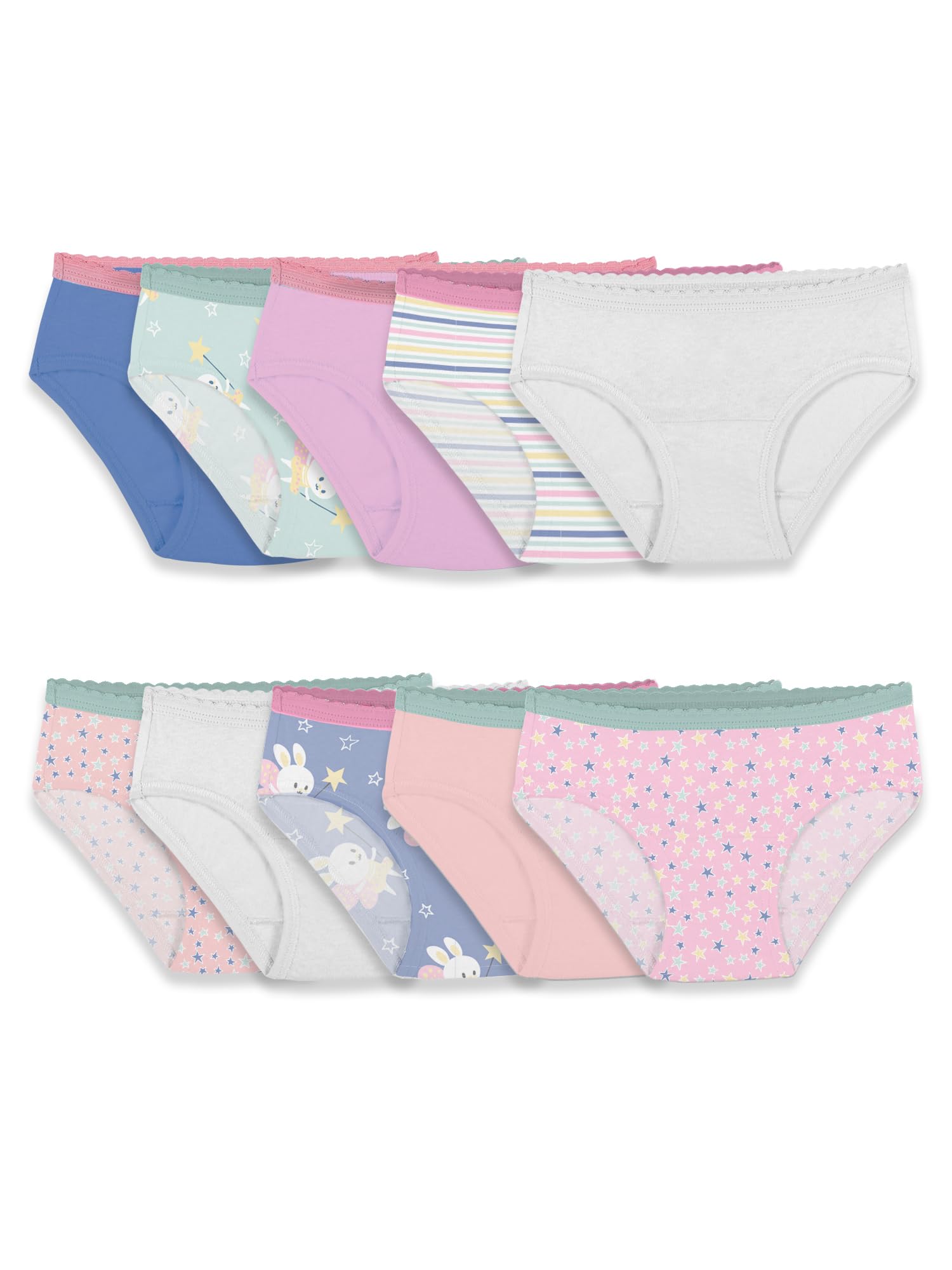 Fruit of the Loom Toddler Girls' Tag-Free Cotton Underwear 4-5T Hipster - 10 Pack - Assorted Colors