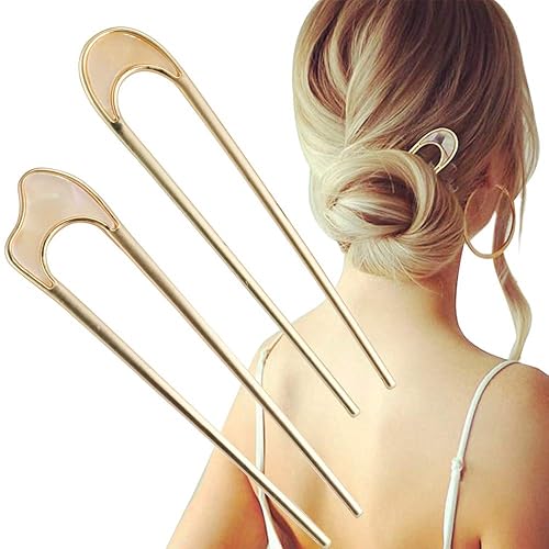 Pinzas para el cabello en forma de U palitos de metal vintage estilo francés para mujeres y niñas 2 piezas 3 estilos estilo 1 Pinzas para el cabello en forma de U palitos de metal vintage estilo francés para mujeres y niñas 2 piezas 3 estilos estilo 1
