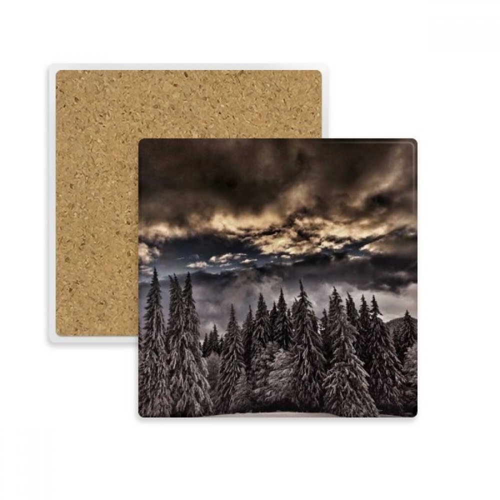 Coaster pierre absorbante pin blanc carré dessous de verre tasse motif noir