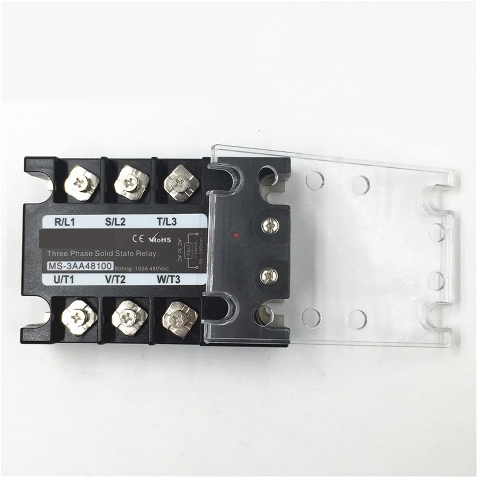 Relais à semi-conducteurs triphasé SSR-100AA avec entrée AC 90-280V et charge de sortie 100A