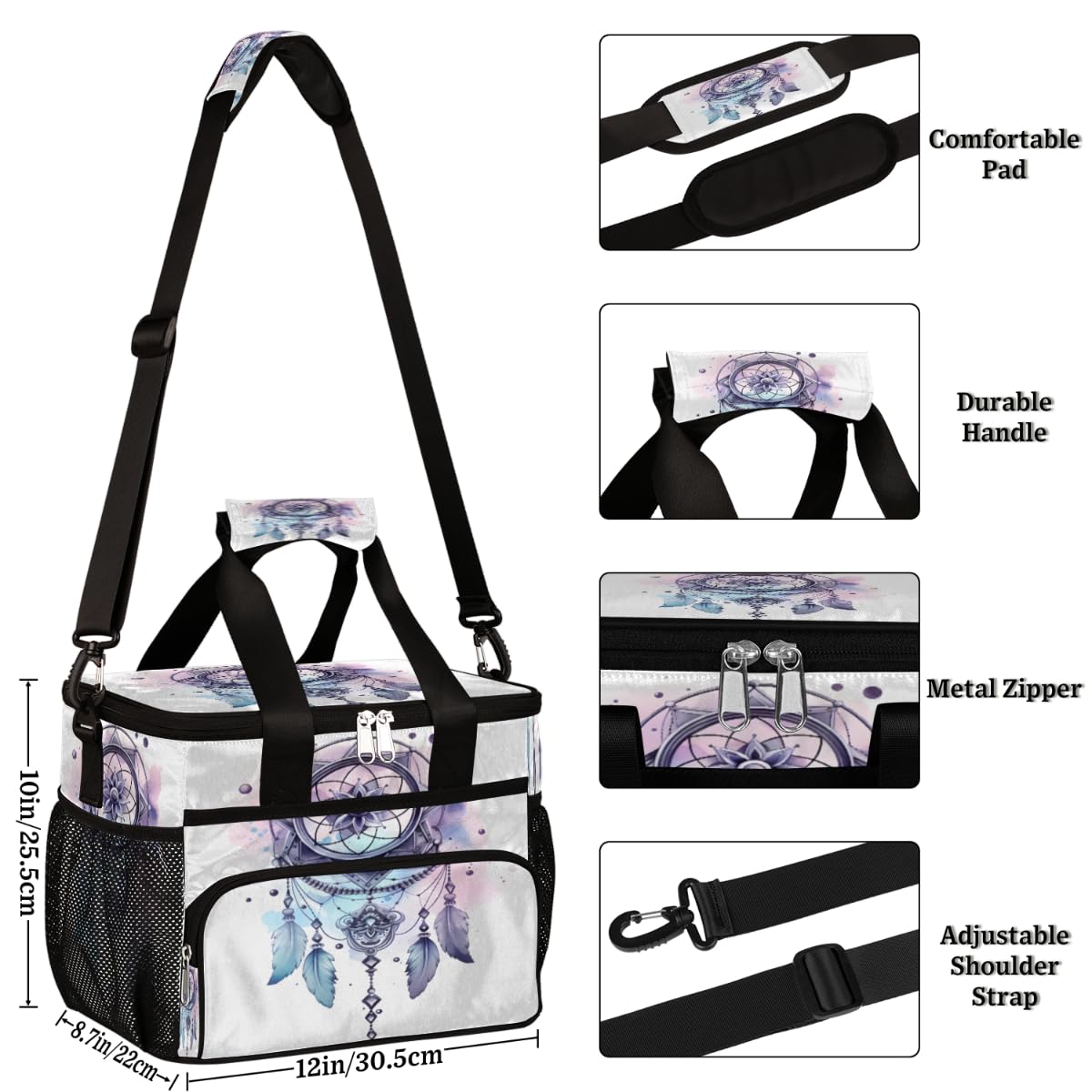 American Indian Symbol Insulated Picnic Backpack Lunch Box for Women Men Picnic Basket Tote Lunch Bag Picnic Bag Portable Lunch Bags for Picnic, Beach, Work, Trip,Office, Camp Dream Catcher