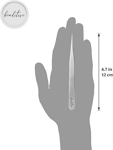 Miniatura 7 de Beaditive Pinzas de alta precisión, paquete de 3 pinzas para manualidades de 4.7 pulgadas para costura, cuentas y manualidades  Juego de pinzas de