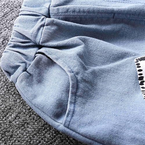 Infant Cute Patchwork Denim Pants Baggy Wide Leg Casual Jeans Baby Girl Elastic Waist Straight Leg Pant with Poket3