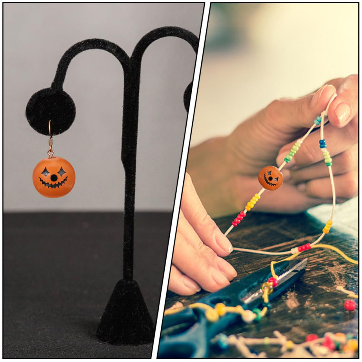 300 Piezas Cuentas Redondas de Madera de Halloween para