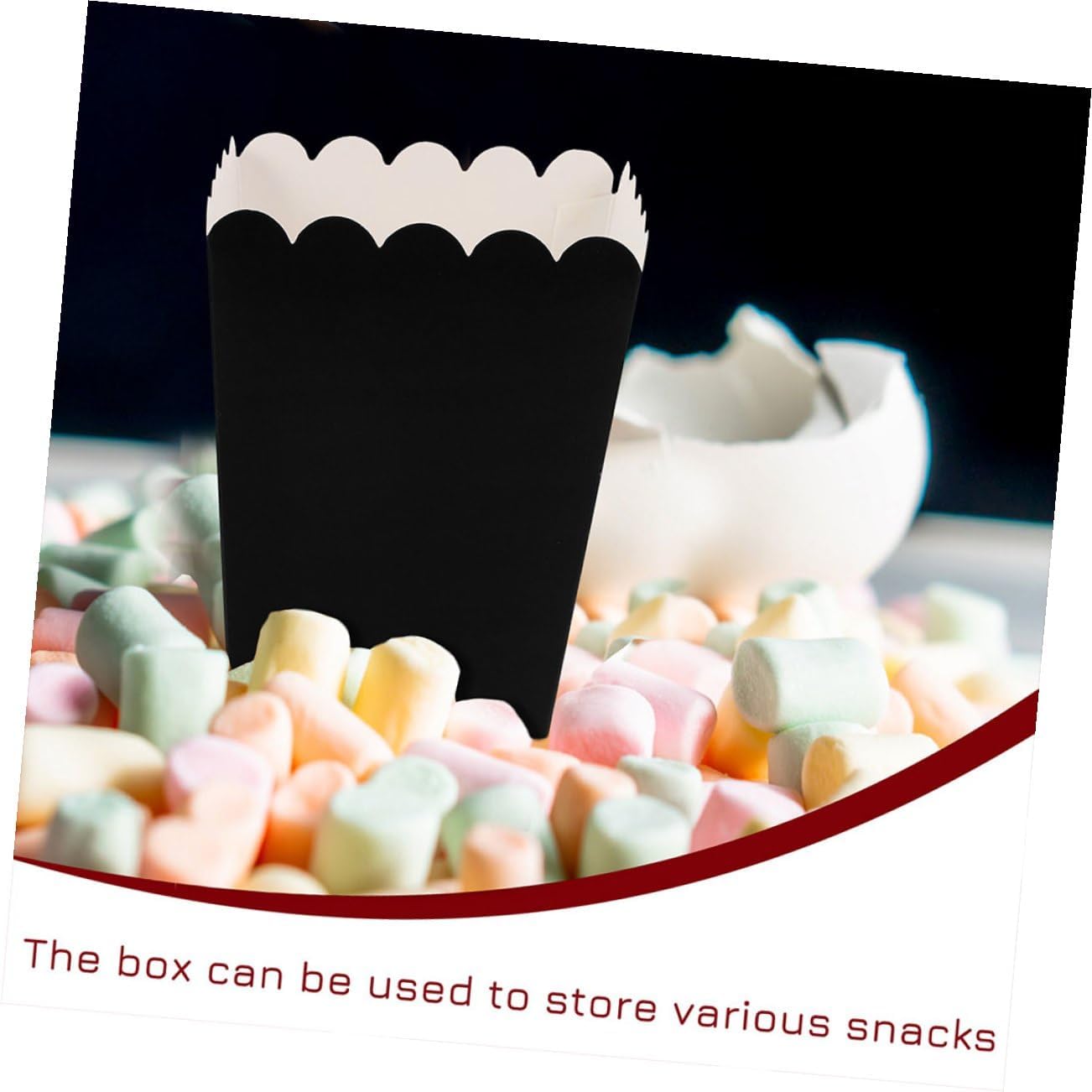 GLSTOY 100pcs Black Paper Popcorn Boxes Empty Snack Containers French Fries Boxes Party Favor Popcorn Storage for Weddings and Movie Nights