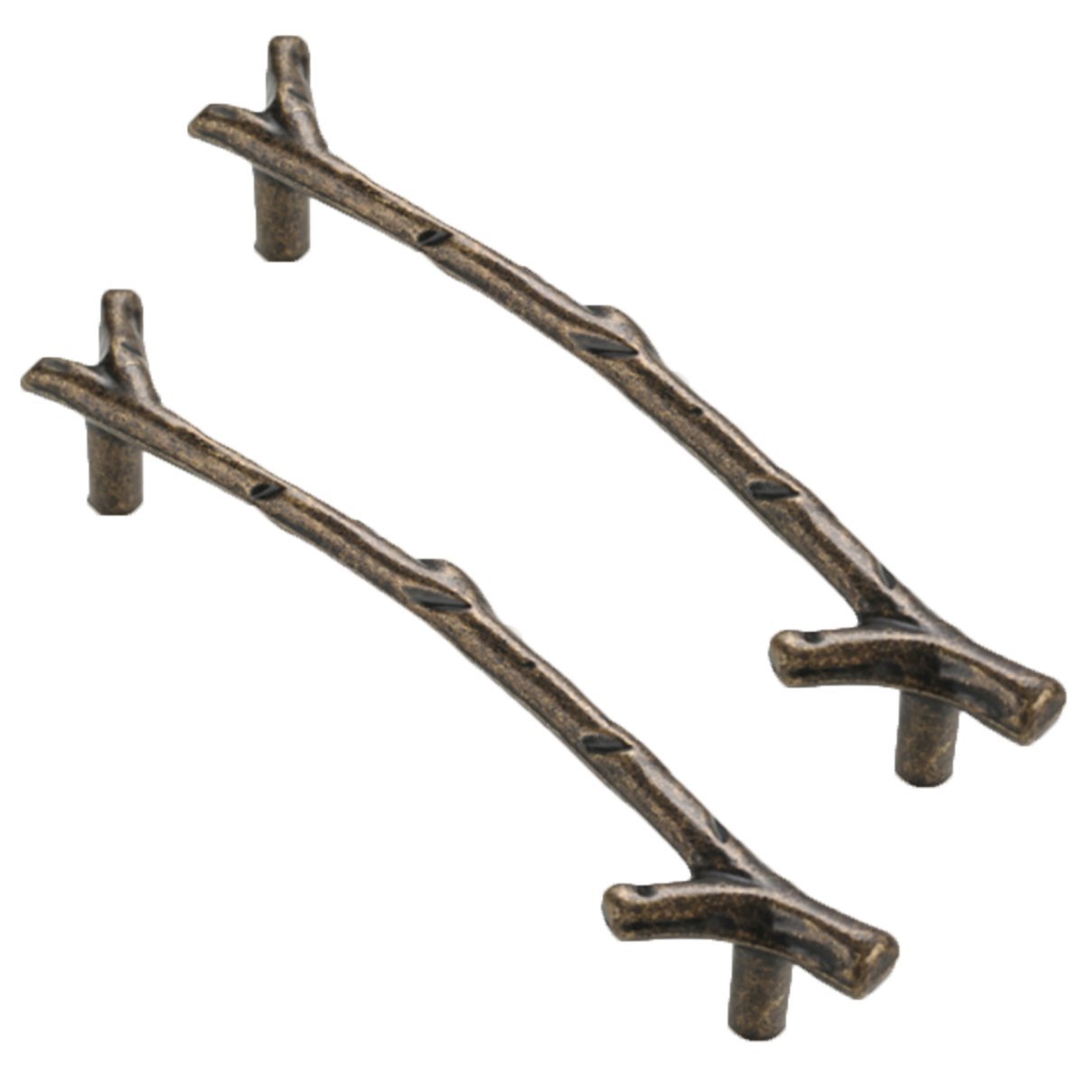 SAJMAKUWLA Antique Brass Cabinet Drawer Handles 2pcs Modern European Zinc Alloy Kitchen Door Pulls Hole Distance 96mm 128mm(Random,Hole Distance 96mm)