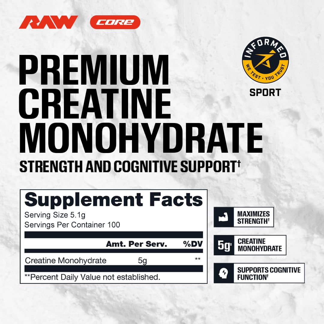 RAW Nutrition Creatine Monohydrate Powder, Unflavored, 100 Servings — Amazon image 8