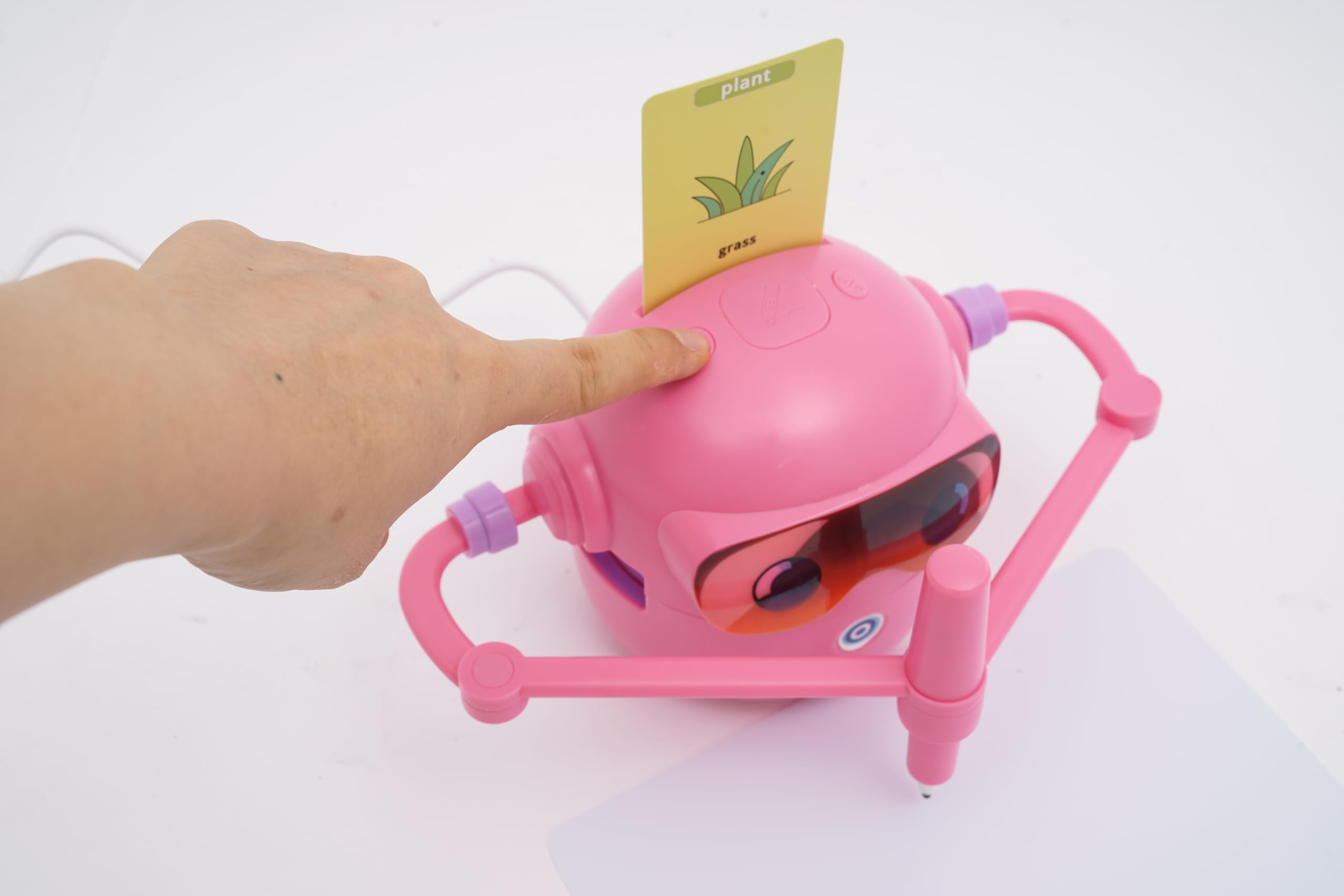 Zeichenroboter Für Kinder, Lernspielzeug Zum Zeichnen | Mit 100 Karten & 12 Farbstiften, Automatische Zeichenfunktion, ABS-Material Rosa, Für Kinder Von 3 Bis 10 Jahren