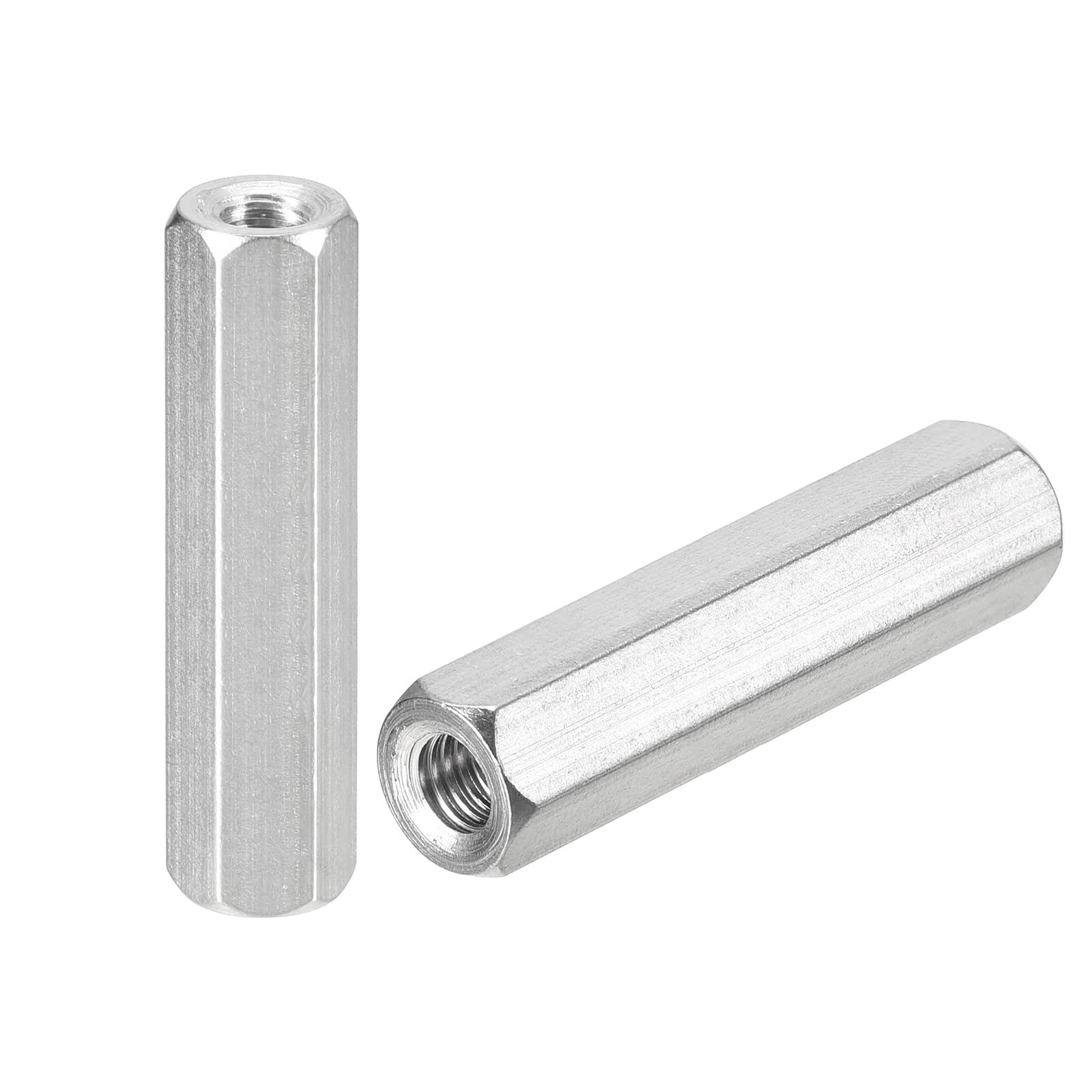 uxcell M6 x 1-Pitch 50mm Length Coupling Nuts, 4pcs 304 Stainless Steel Metric Hex Rod Coupling Nuts