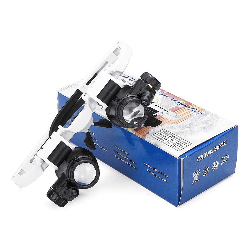asdchZen Magnifying Professional 8X 23X Adjustable Loupe Led Light Headband Magnifier Glass Led Magnifying Glasses With Lamp