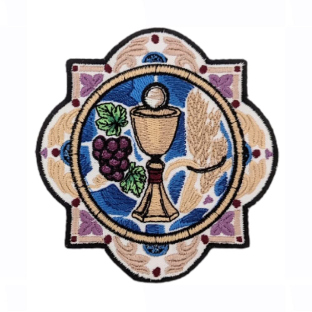 The Eucharist Orphrey, Chalice and host, Iron on Patch, Sew on badge, Vestment making, Embroidered Orphrey, Ecclesiastical vestment making