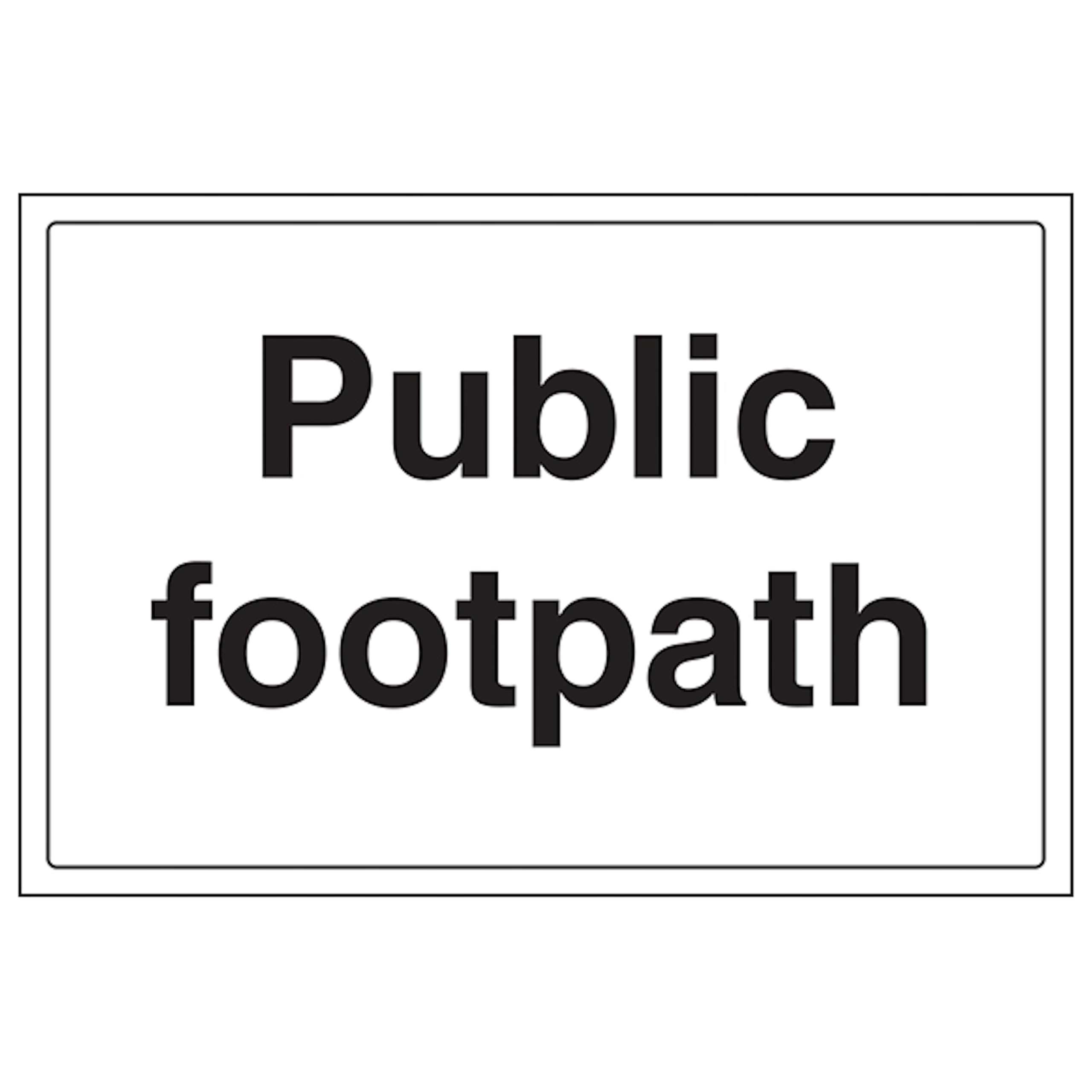 V Safety Public Footpath - Large Landscape 400 x 300 mm - Glow In The Dark 1mm Rigid Plastic Safety Sign