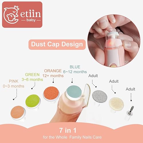 Miniatura 5 de Cortador de uñas eléctrico para bebés, seguro y fácil, cortaúñas para bebés + pulidor de uñas, kits de aseo para recién nacidos o adultos, 7