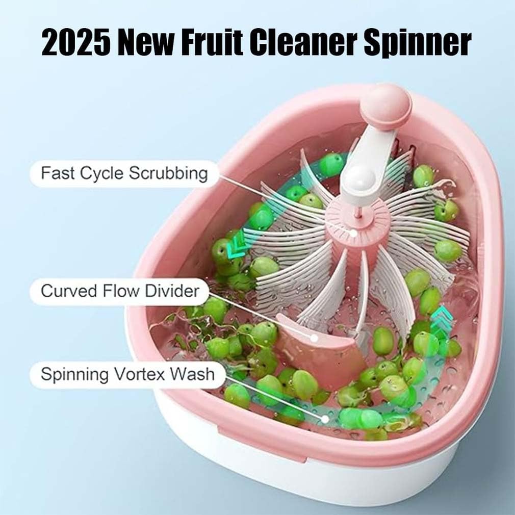 LUCKKY Fruit Cleaner Spinner, Obst-Reinigungsschleuder, Tragbarer Obstwäscher mit Deckel, Große Obst-Waschschleuder, Gemüses-Reinigungsschleuder Mit Waschkorb, Obst- Und Gemüses Chrubber (Rosa)