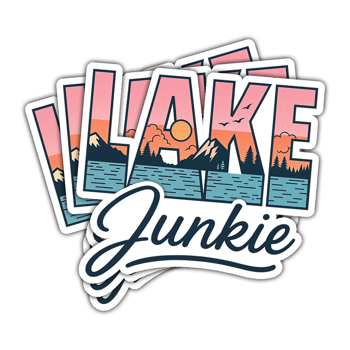 3Pcs Lake Junkie Sticker Funny Outdoor Camping Lake Life Gift for Mom Dad | Friend Kayak Boat Paddle Board Boat Lakes Junkie Stickers Nature Lovers