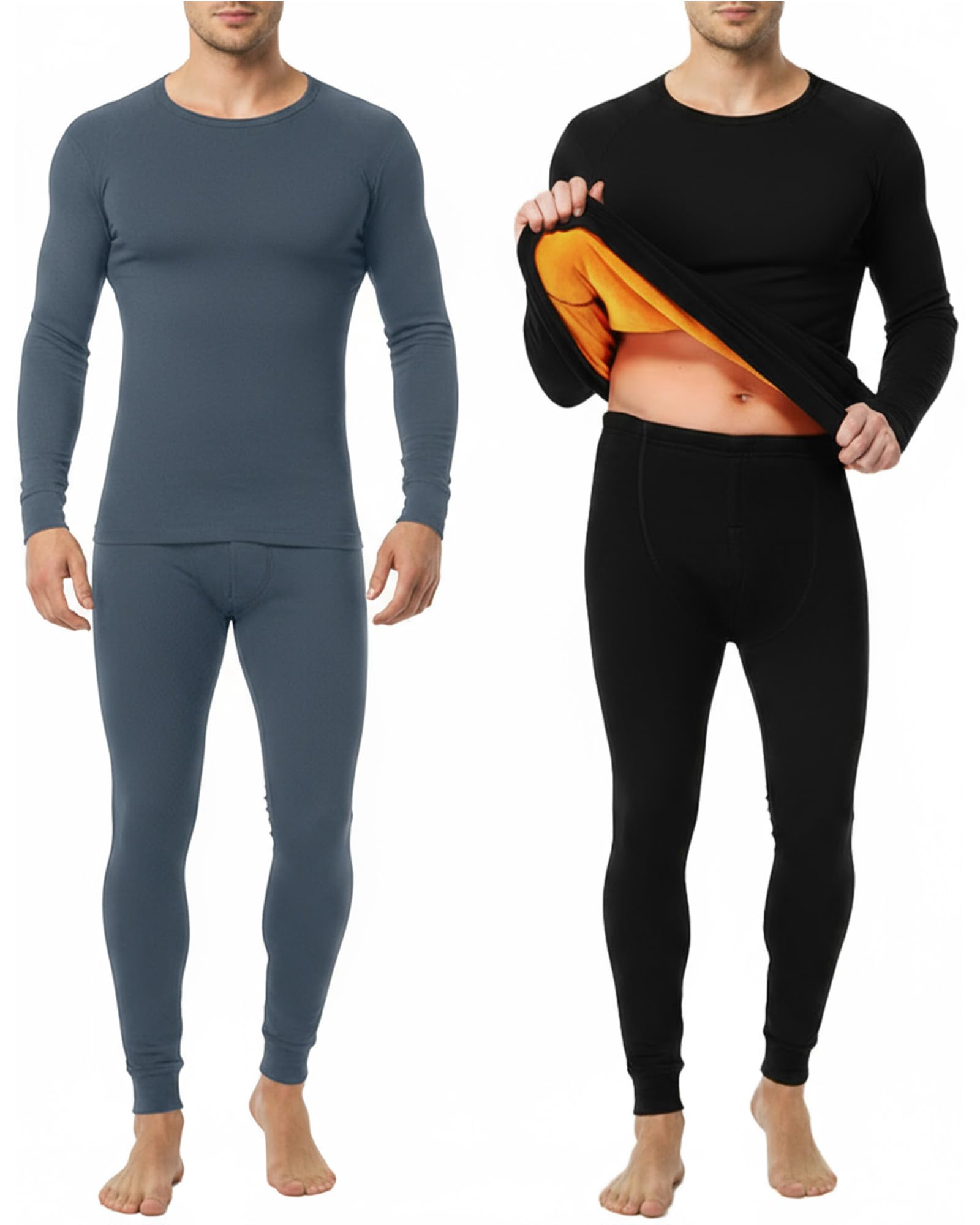 2 Pack Mens Thermal Underwear Set Fleece Lined Underwear Shirt and Pants Set Base Layer Top and Bottom Cold Weather-image-28