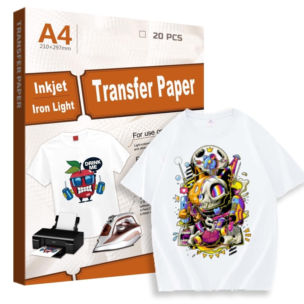 Papier transfert textile pour t-shirt blanc solution anti-craquelure au fer