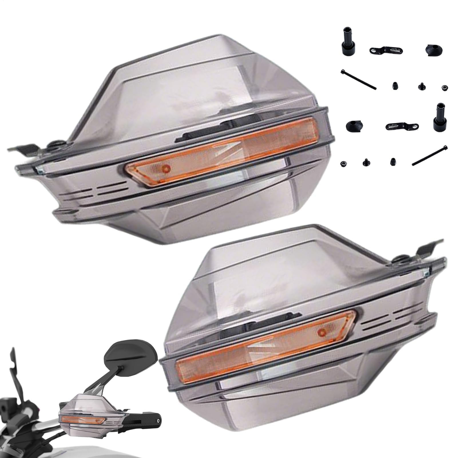 Motorcycle Hand Guards – PP+Metal Black/Transparent, Windproof Handlebar Shield, Protector | Perfect For Dirt Road Motocross Street Bikes Lowrider Vehicles Men Women Riding Safety Vehicle Use