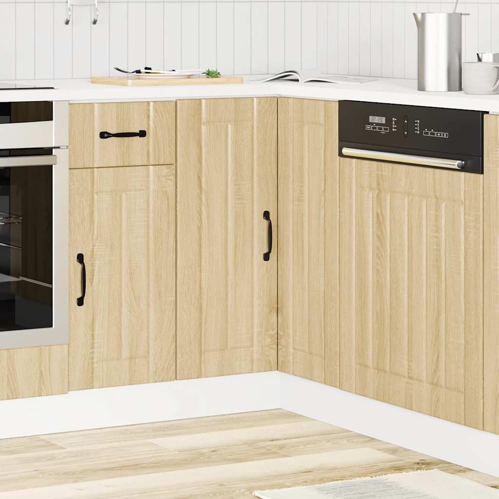 Lucca - Mobiletto angolare da cucina in rovere Sonoma, con piedini regolabili, salvaspazio, per cucina, sala da pranzo, dispensa, vetrina, per stoviglie, pentole, posate, mobile robusto