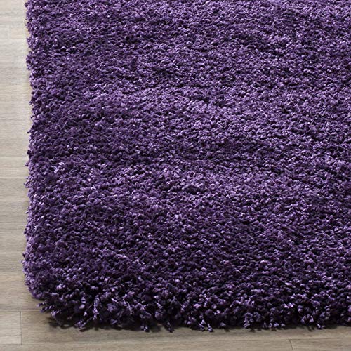 Image of Solid Fluffy Rugs and Carpet for Hall and Drawing Room 5x5 Square Purple Color