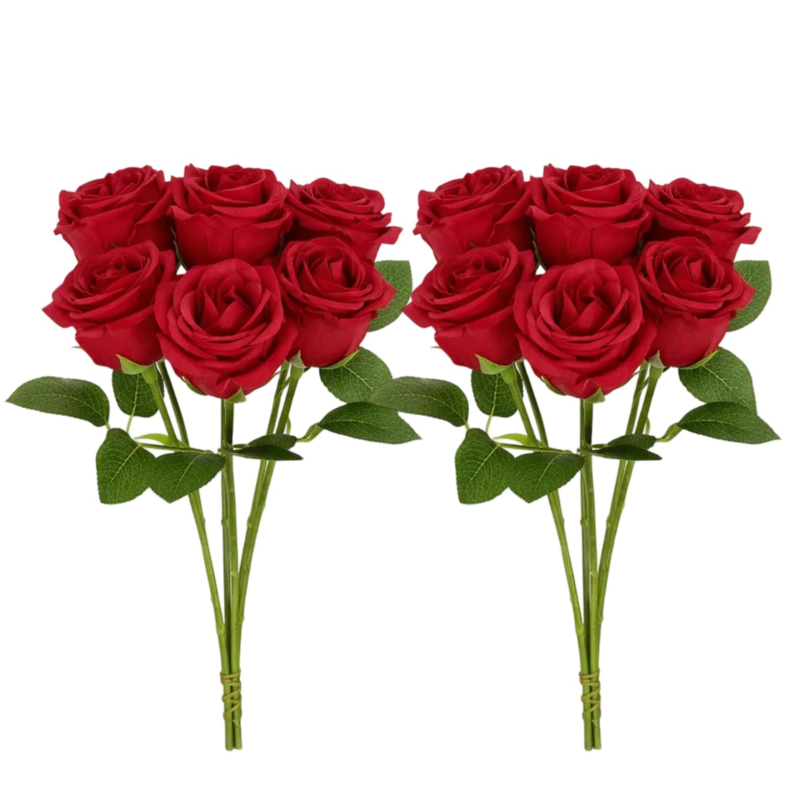 QiiWuic 12 Pcs Red Roses, Red Roses Artificial Flowers, Red Flowers, Red Artificial Flowers for Home Decor, Fake Roses Arrangement with 34cm Stem Length, Silk Flowers for Various Occasions