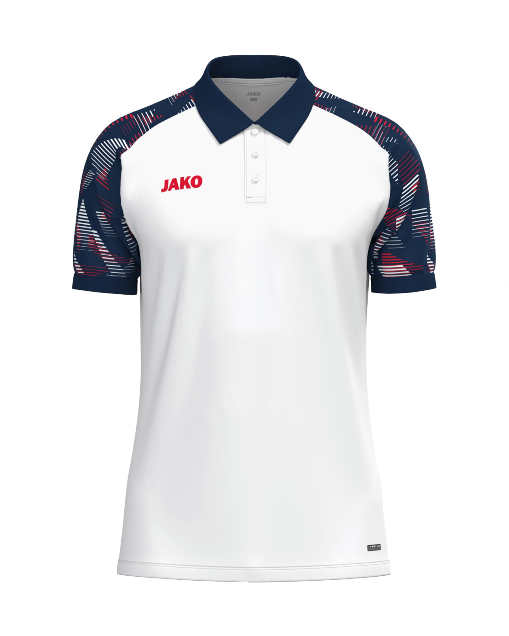 JAKO Unisex Poloshirt Sonic, weiß/Marine/rot, XL