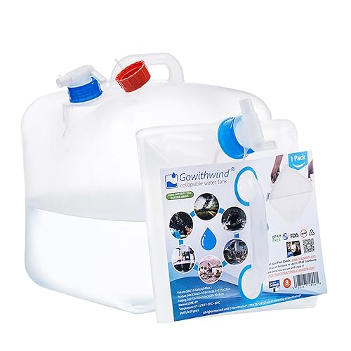 Gowithwind Collapsible Water Container with Spigot 53 Gallon BPA Free Camping Water Storage Jug Water Carrier for Outdoor Hiking Backpacking