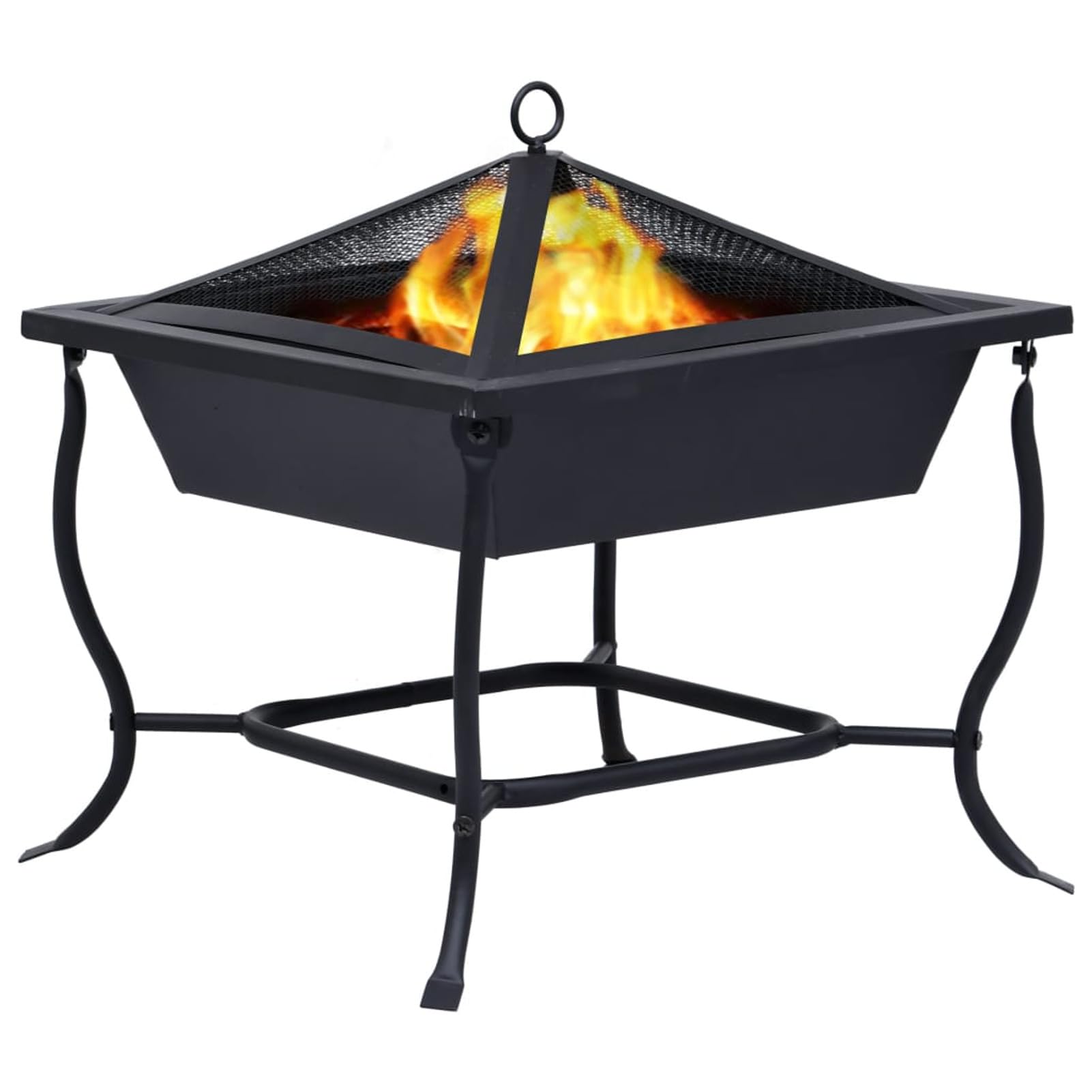 ShGaxin Czarny stalowy palenisko 45x45x45 cm, węgiel drzewny, palenie grill, węgiel drzewny i le?a, grill