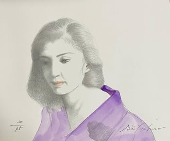 Amazon｜八代亜紀 絵画 女リトグラフ 手彩色、大変貴重な自画像 極