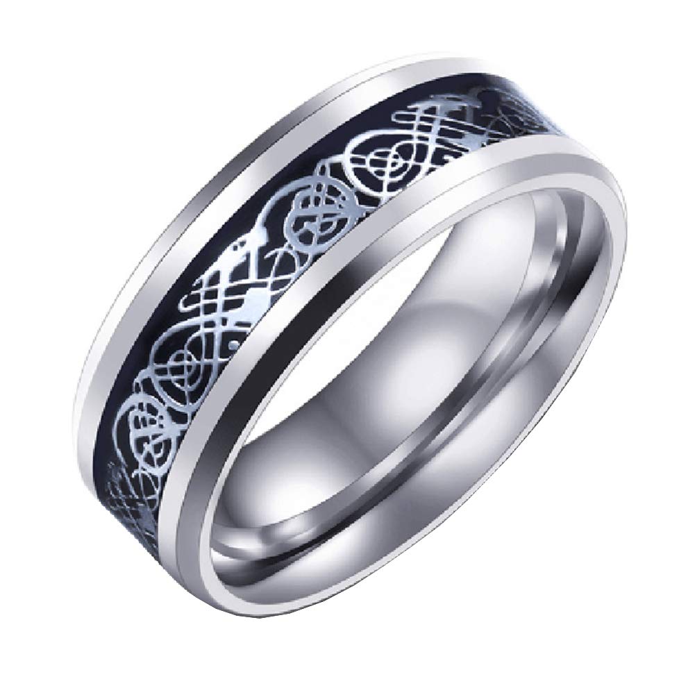 HIJONES Unisex Carbide Fiber Celtic Dragon Spinner Ring Wedding Spins Band