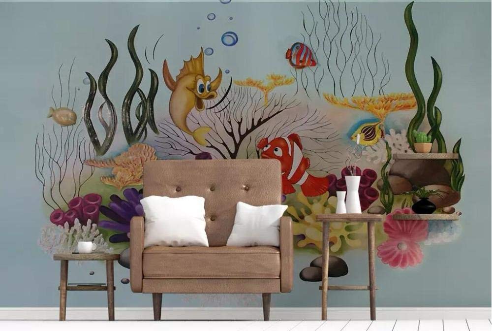 Fresque murale 3D de plantes marines pour agrandir visuellement votre pièce