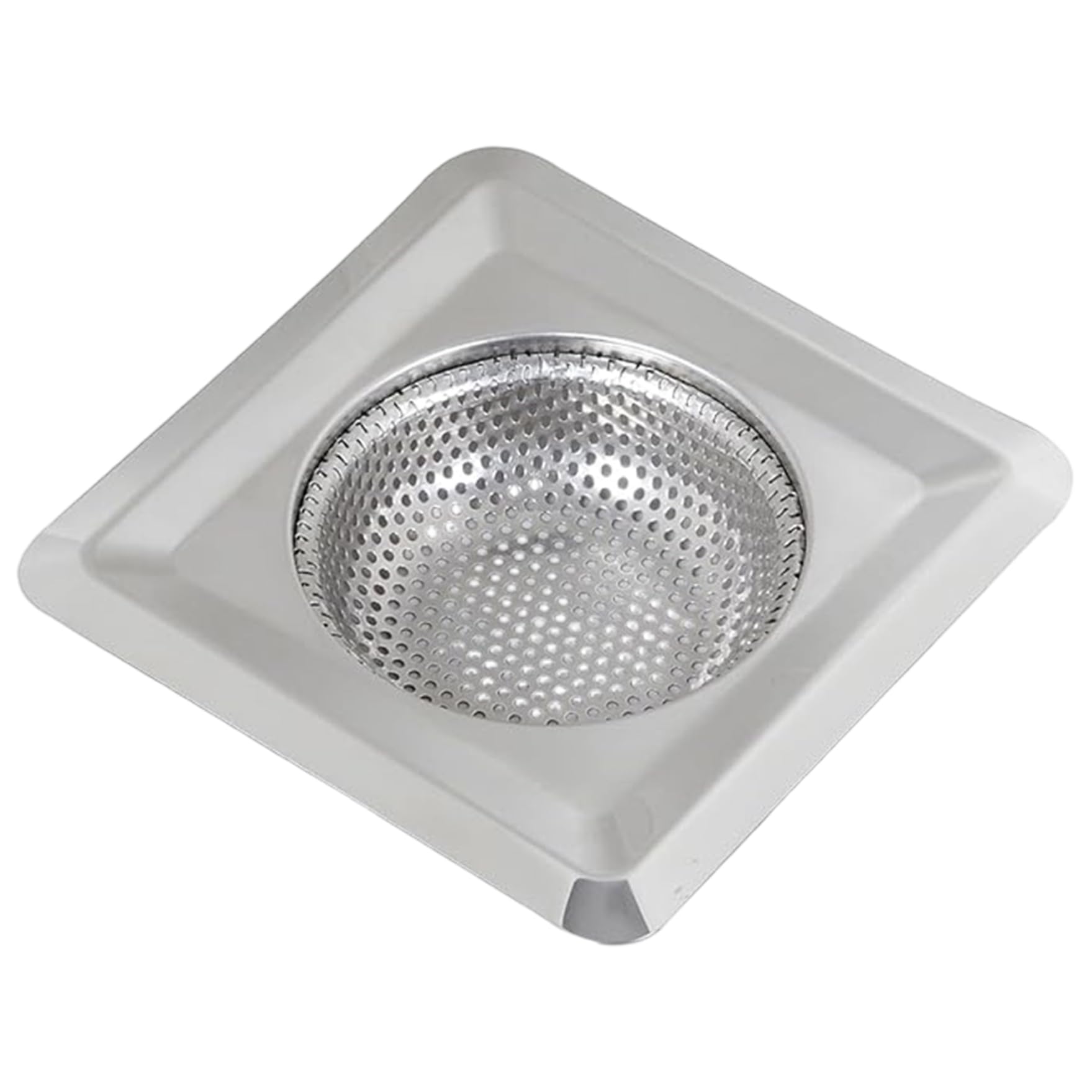 Hperu Silver Sink Drain Strainer 4.3 Inch Square Stainless Steel Sink Strainer Basket Fine Mesh Drain Hair Catcher For Kitchen Bathroom Basket For Kitchen