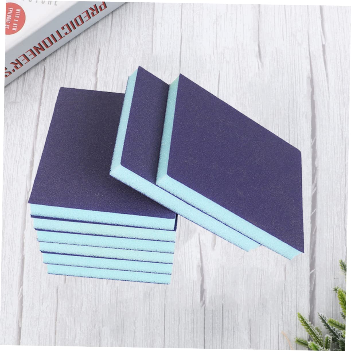 48 piezas Bloques de Lijado Esponja Abrasiva Doble Cara Azul Pulido Muebles Paredes y Limpieza Cocina Herramientas Manuales Resistentes y Flexibles para Lijado Seco y Húmedo