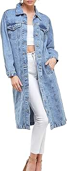ジャケット・アウター Oversized maxi-length doublebreastedcoat Fazortev Women's Long Double Breasted Denim Jacket Oversized