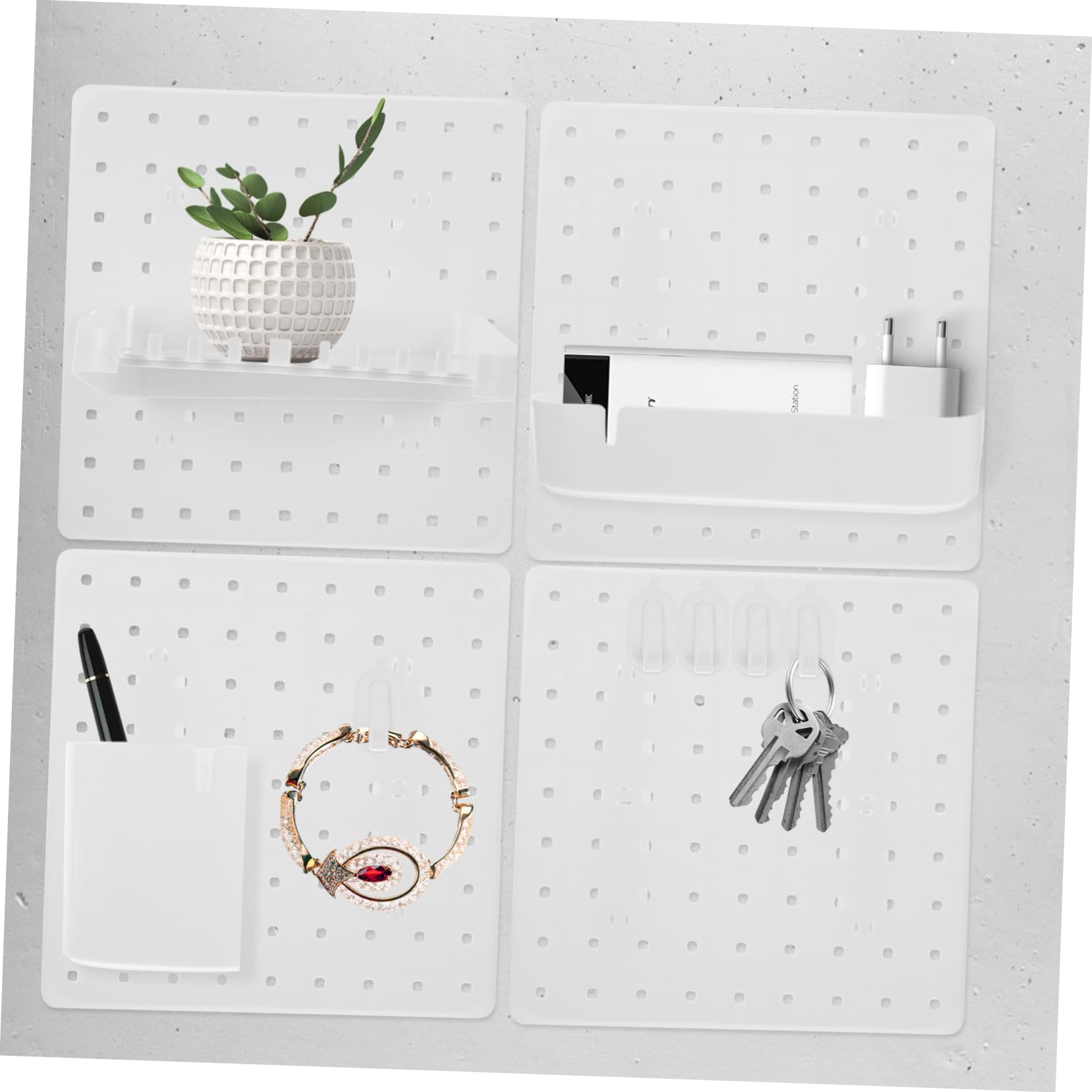 ULTECHNOVO Organisateur Mural Panneau Perforé Adhésif Blanc Abs 12 Pièces