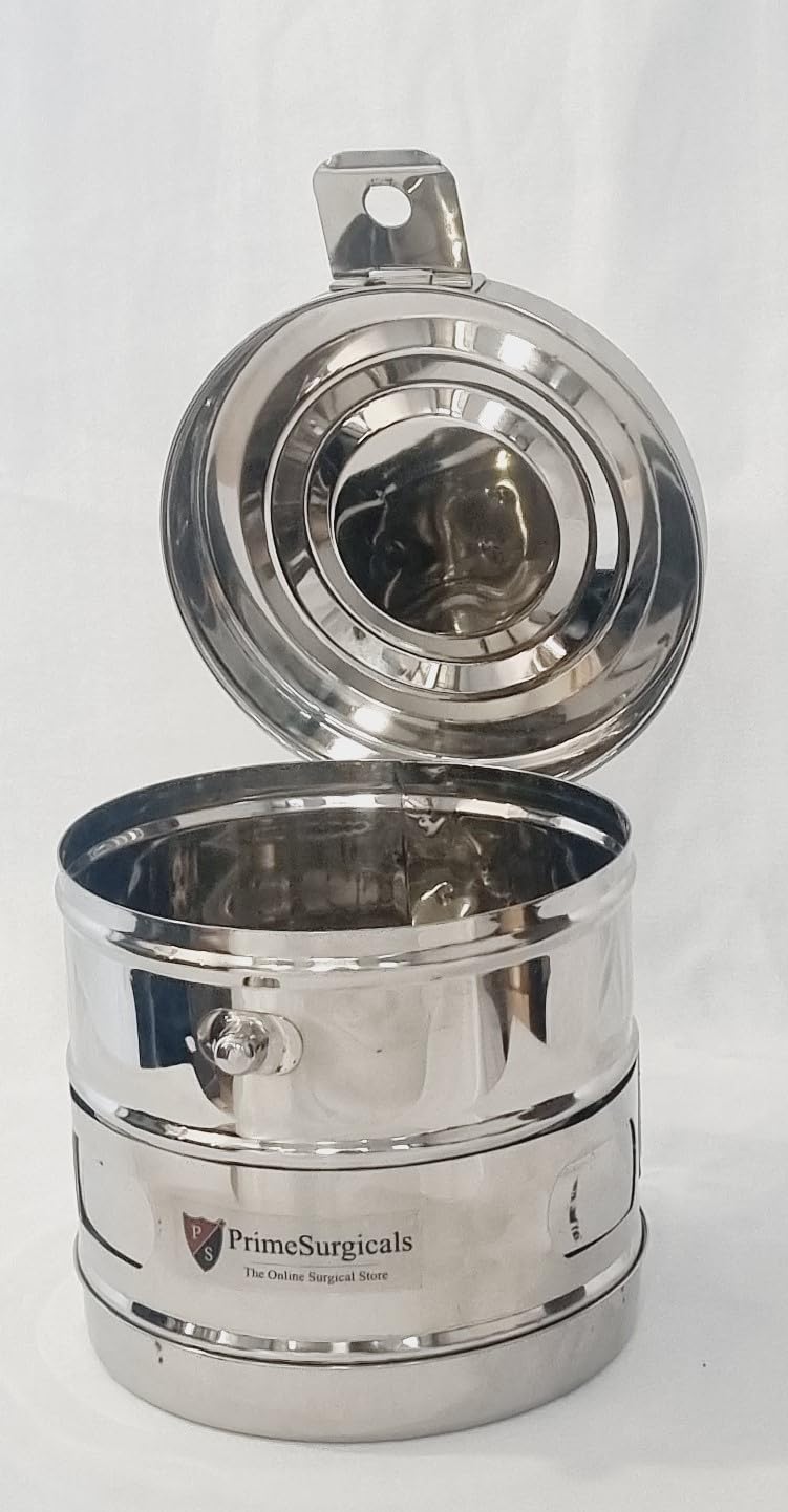 PrimeSurgicals Stainless Steel Dressing Drum - Size 6x6 inches - Image 2 thumbnail