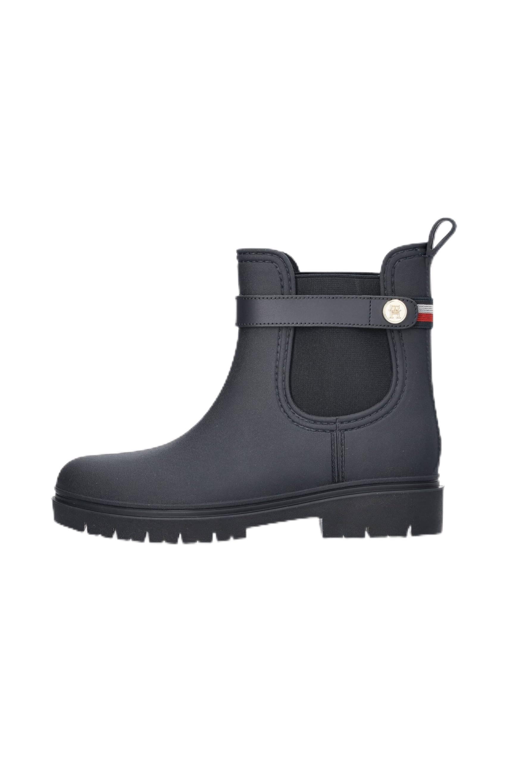 Tommy Hilfiger Women’s Water-Repellent Rubberised Rainboots, Blue (Space Blue), 3,5