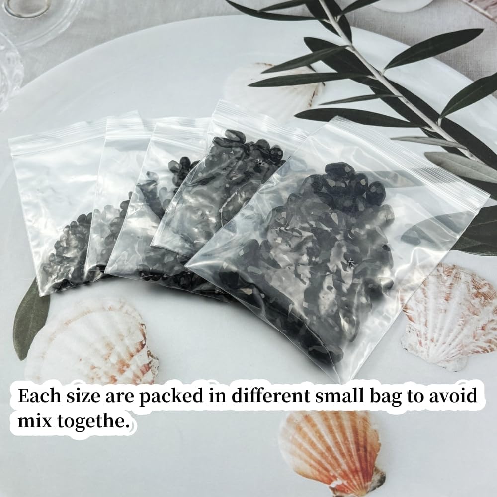 340pcs Teardrop Crystal Glass Beads 3x5mm 4x6mm 6x8mm 8x12mm 10x15mm Vertical Hole Faceted Glass Spacer Beads for Necklace Bracelet Earrings DIY Jewelry Crafts(Black) - Image 3