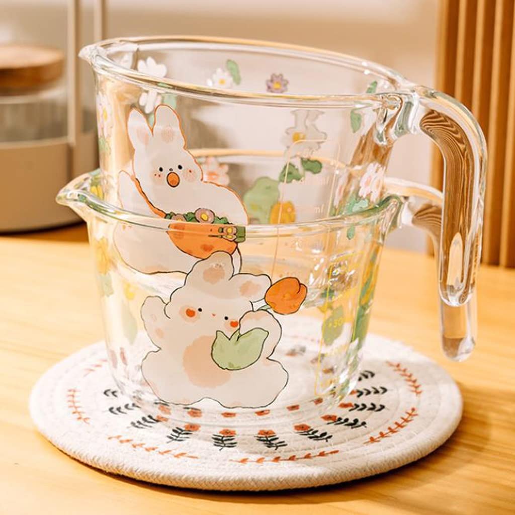 Tazas medidoras de Vidrio con Escala for Uso doméstico, Tazas medidoras for Hornear de Cocina Resistentes a Altas temperaturas de Calidad alimentaria, Tazas for batir Huevos(C)