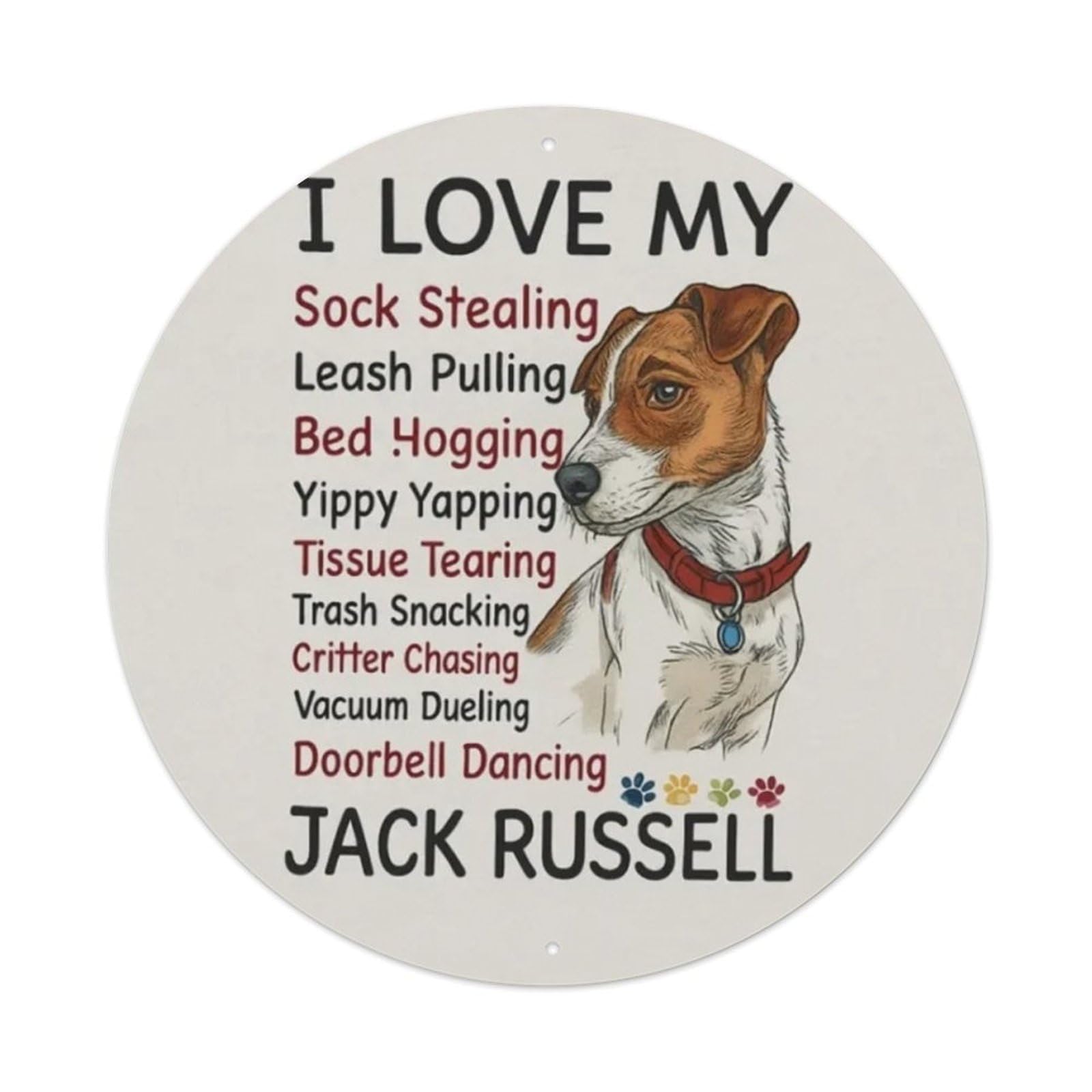 Jack Russell Dogs Round Tin Sign Vintage Metal Sign Home Bar Garden Wall Decor Metal Poster 8x8 Inch