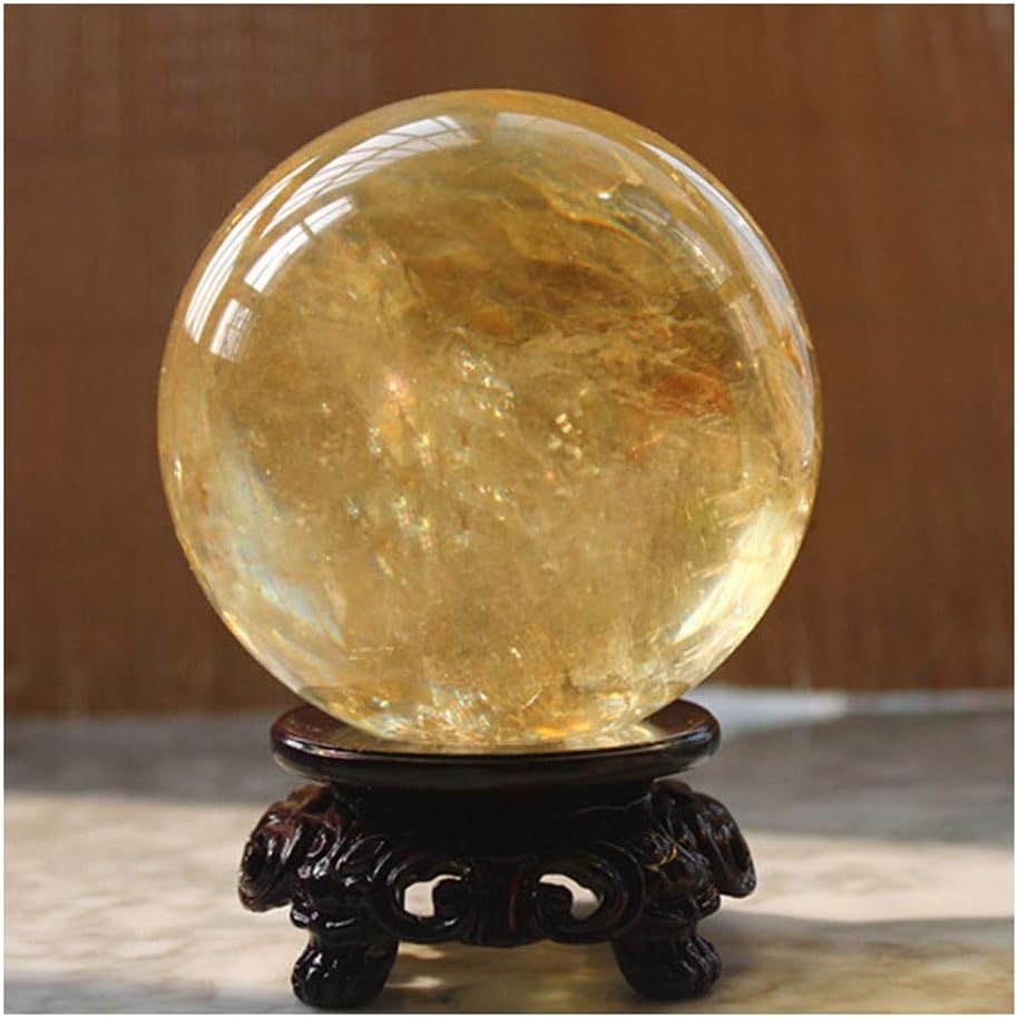 Crystals Ball Natural Cracked Yellow Crystal Ball Office Auspicious Ball Feng Shui Ball Stone Carving Gift Ornaments Crystal Ball (Size : 7cm) (6cm)