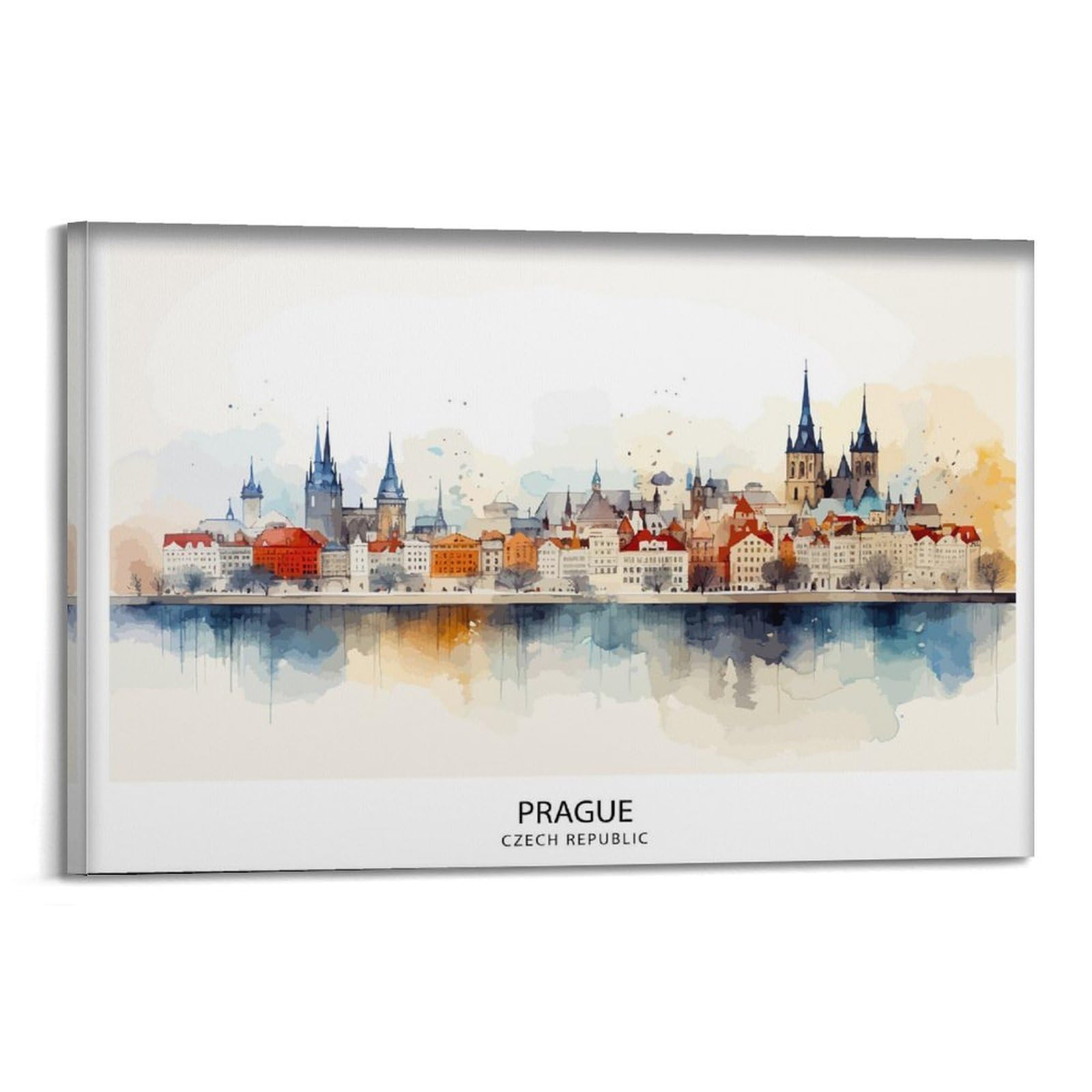 Prague Skyline Czech Republic Historic Cityscape Charles Bridge Bohemian Capital Gothic Canvas Poster Wall Art Prints Room Aesthetic Murals Bedroom And Living Decorations 16x24inch(40x60cm)