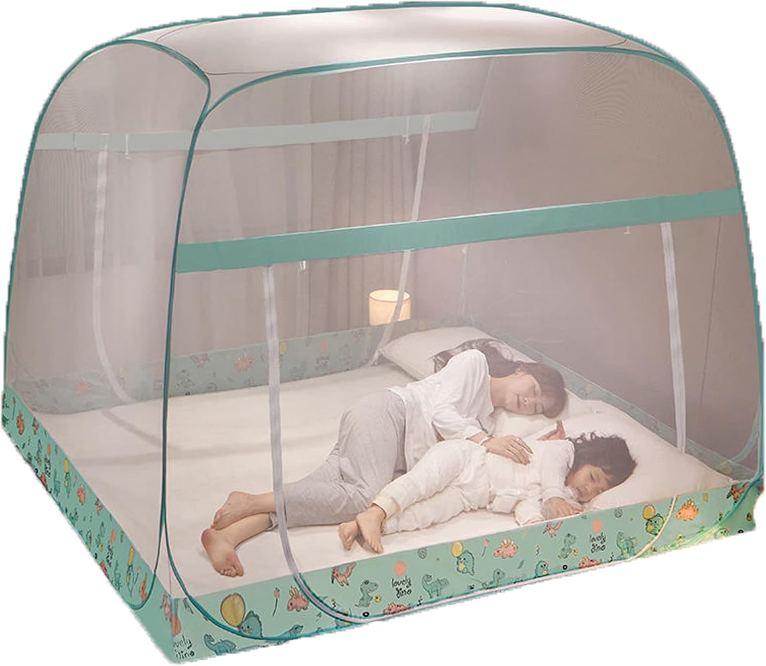 Pop-Up Mosquito Net Tent for Bed Folding Design with Bottom Large Double Door Canopy Net Tent Portable Easy to Install for Indoor and Outdoor Travel Camping