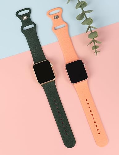 Miniatura 3 de Paquete de 2 correas de repuesto con patrón de cubo 3D grabadas deportivas compatibles con Apple Watch Band de 1.496 pulgadas, 1.575 pulgadas, 1.614