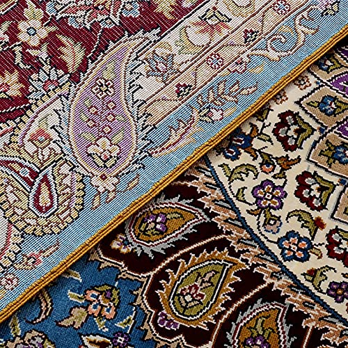 RUG 6'x9 'Klassieke Perzische medaille-stijl handgemaakte zijden tapijten in blauw, paars en rood gebruik voor woonkamer… - Afbeelding 6