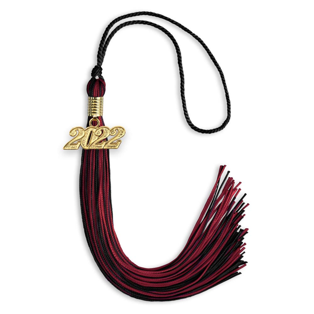 Endea Graduation Mixed Double Color Tassel with Gold Date Drop (Black/Cardinal, 2022)