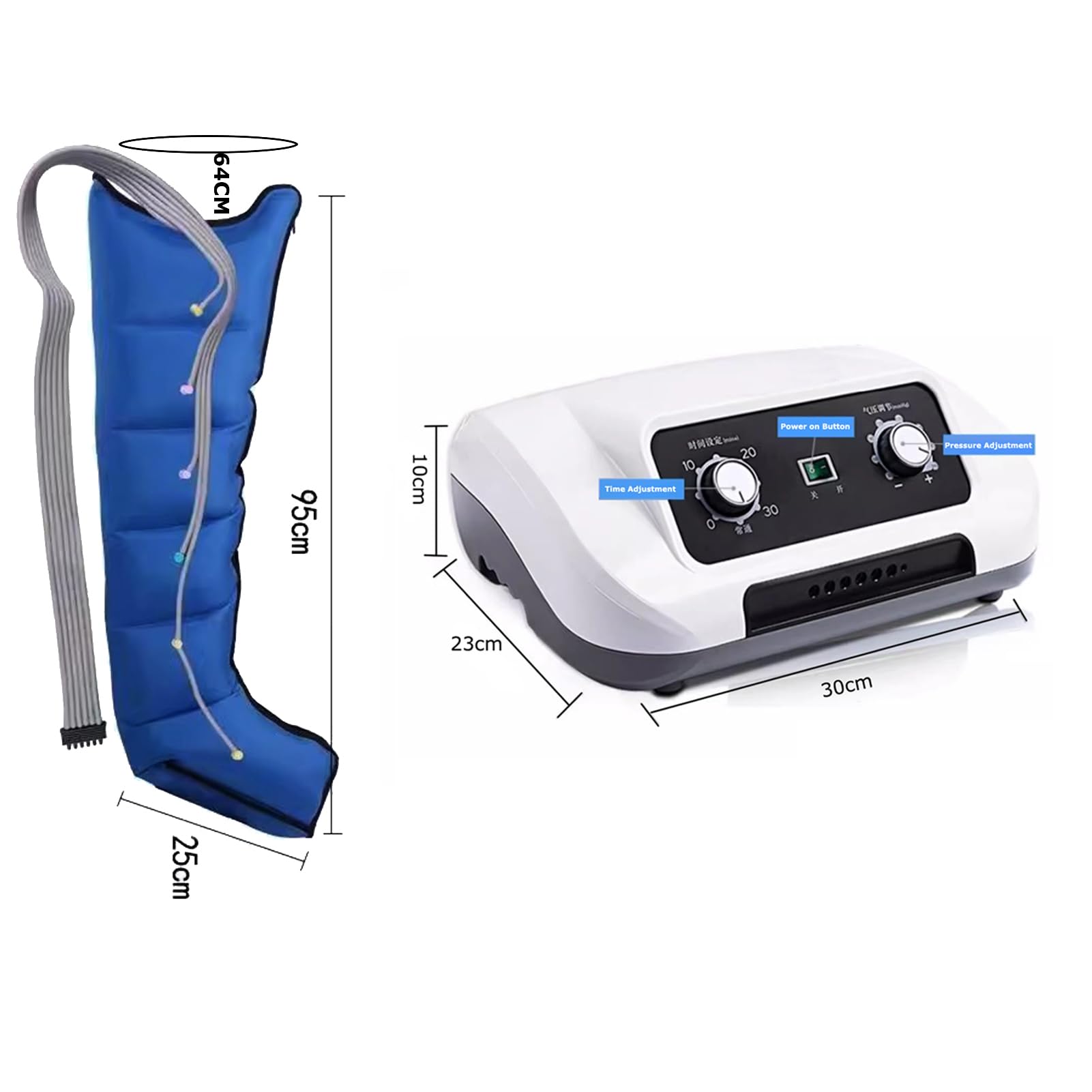 Pressoterapia per Casa, Pressoterapia Linfodrenaggio Professionale, 6 Camere d'aria Apparecchio Massaggiatore Gambe e Piedi, Massaggio Linfodrenante Anticellulite (6 cavità, Blue2legs)