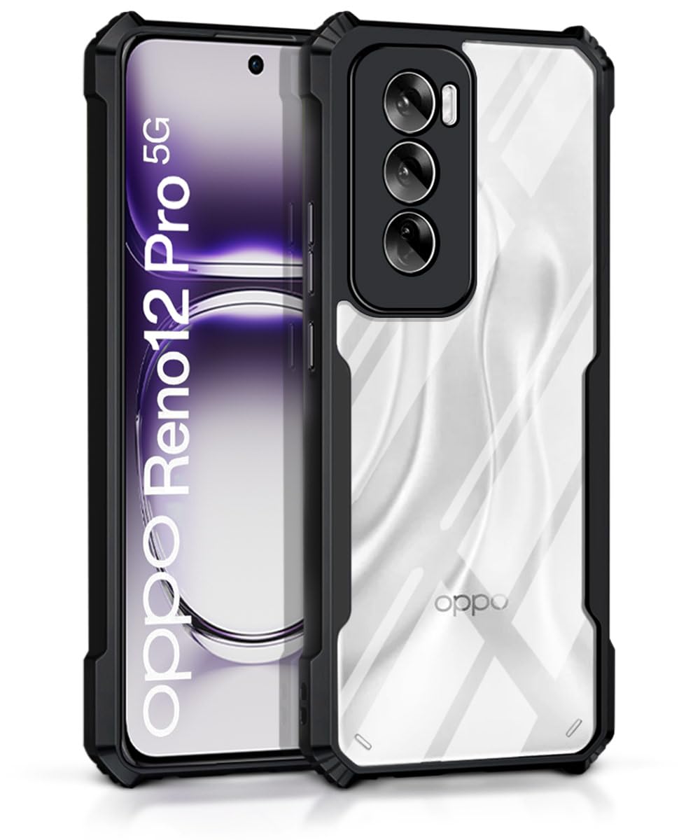 WOW IMAGINE Shock Proof Clear Protective Back Case for Oppo Reno 12 Pro 5G - AirEDGE Technology | 360 Degree Camera Protection | Transparent Hybrid Back Case Mobile Cover - Black (B0D8PDSQY5) Amazon Price History, Amazon Price Tracker