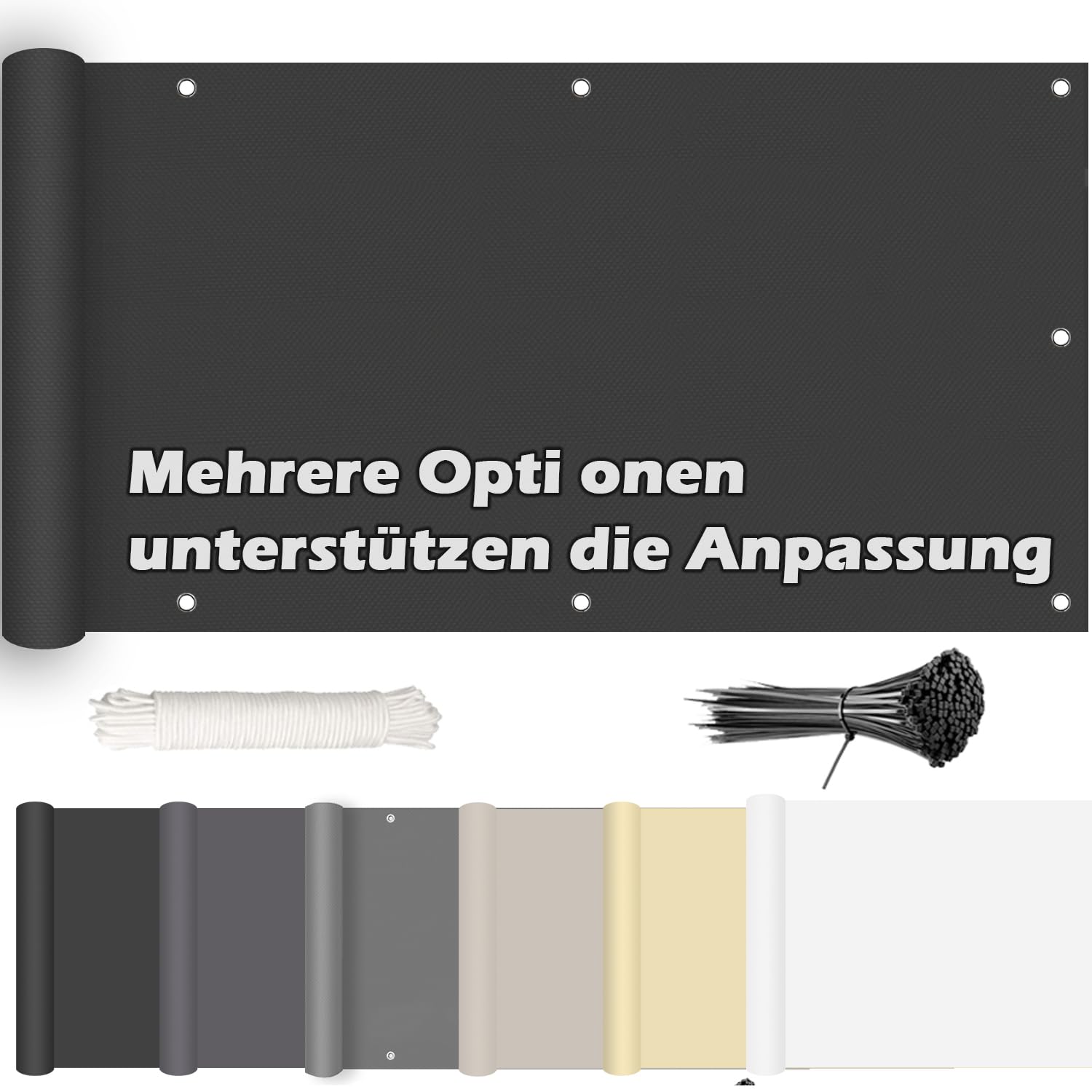 ROBAG Sichtschutz für Balkon 60x1900cm, Balkonumspannungen 160 g/m², 100% Privatsphäre für Gartenzaun Balkonzaun - Anthrazit